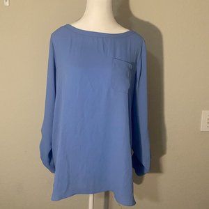 Ann Taylor Loft Blue Long Sleeve Blouse with Pocket - Size Small